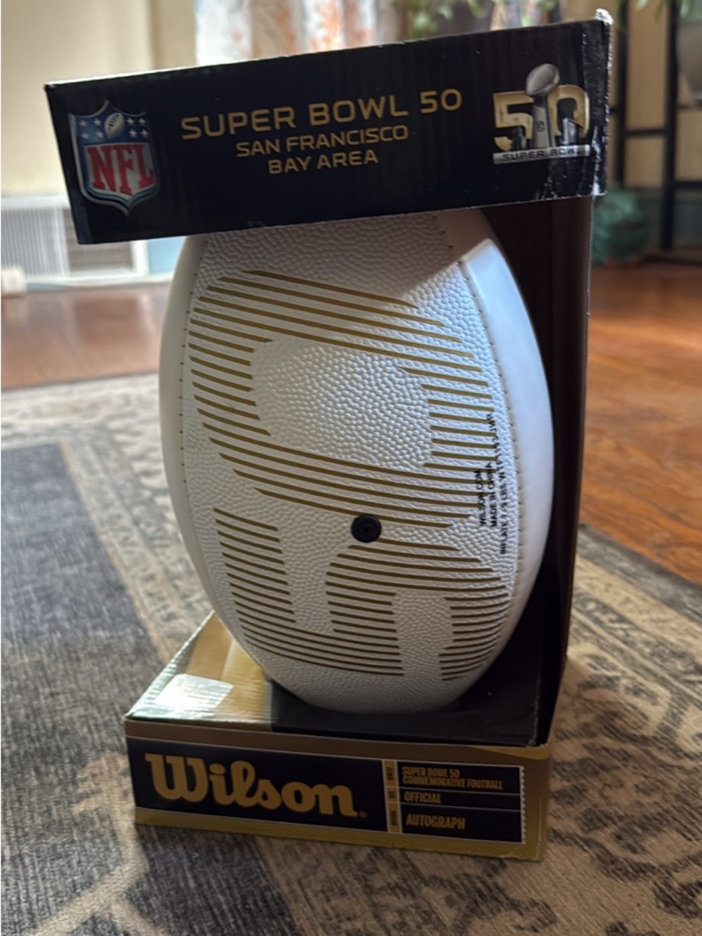 Collectible Superbowl 50 Wilson White and Gold Official NFL Football